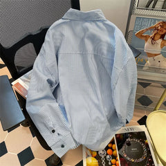 Hehope 2024 Spring  Autumn Design Fake Two Piece Striped Hong Kong Style Workwear Raspy and Handsome Long Sleeve Trendy Men's Shirt