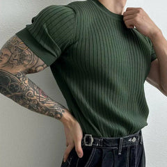 Hehope Korean Clothing Men Slim Knitted T-Shirts New Summer Thin Cool Feeling Breathable Streetwear Fashion Short Sleeve Versatile Tops