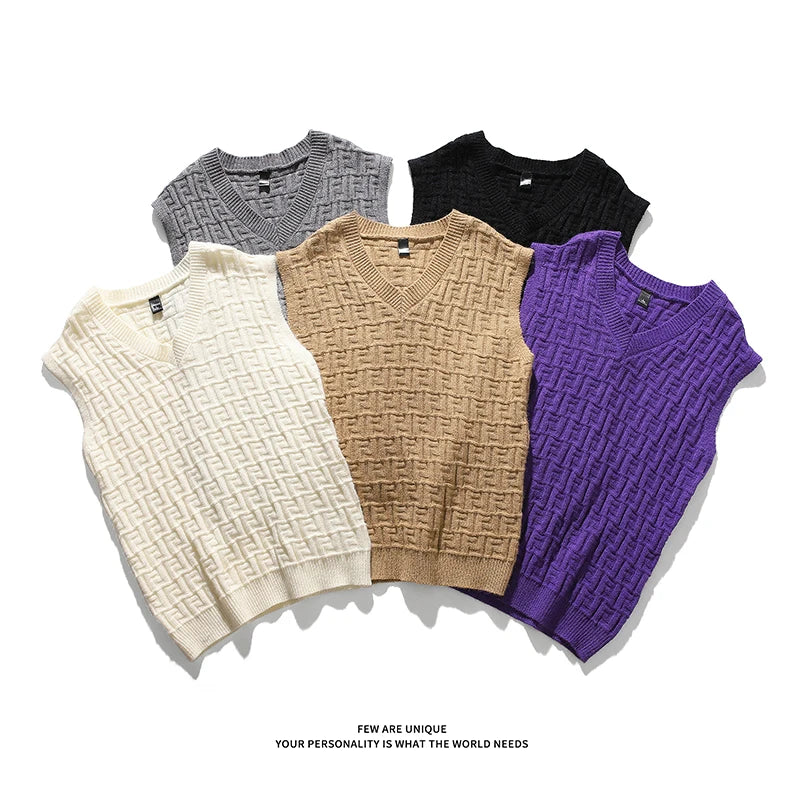 Hehope 2024 New Fashion Brand Sweater Man Pullovers Vest Slim Fit Jumpers Knitwear Sleeveless Winter Korean Style Casual Clothing Men