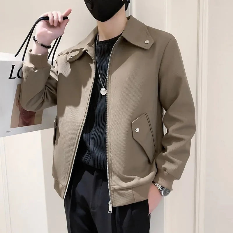 Hehope Spring Autumn KPOP Fashion Style Harajuku Slim Fit Tops Loose Casual All Match Korean Style Outerwear Zipper Long Sleeve Jacket