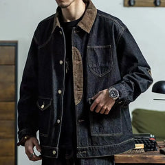 Hehope Male Jean Coats Spliced Black Wide Shoulders Men's Denim Jacket Autumn Joker Fashion Korean Popular Clothes Loose One Piece Worn