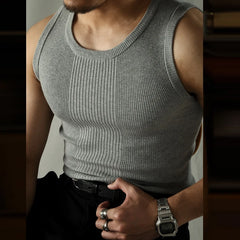 Hehope Casual Solid Knitted Tank Top Men Summer Fashion Ribbed Vest Mens Slim Fit Crew Neck Sleeveless Tops Man Clothes Streetwear