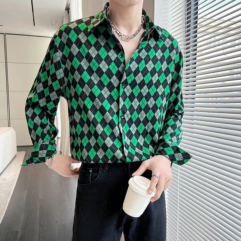 Hehope New Summer Men's Printed Shirts Oversized Clothing Casual Long Sleeve Striped Plaid Vintage Thin Draped Stretch Hawailan Blouses