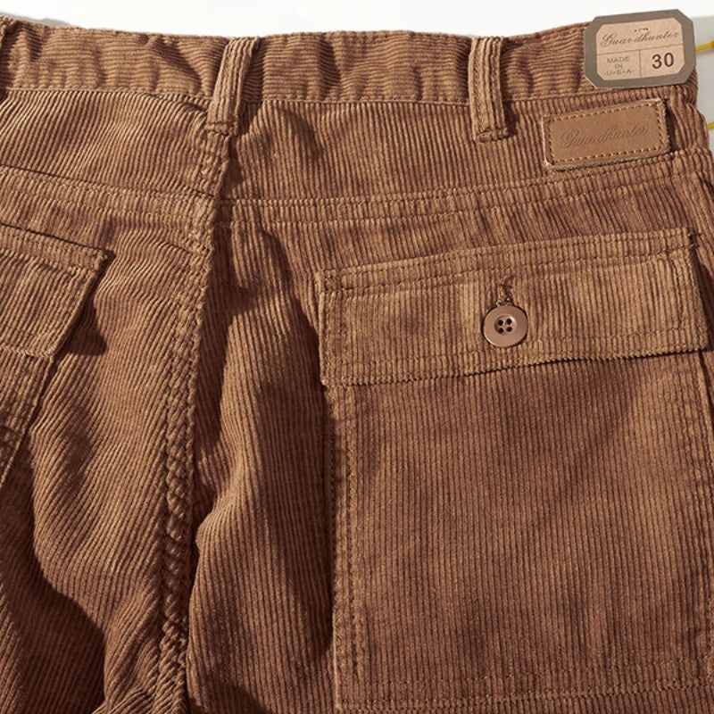 Hehope Japanese retro do old washing clothes men's casual shorts corduroy versatile five-point pants overalls tide