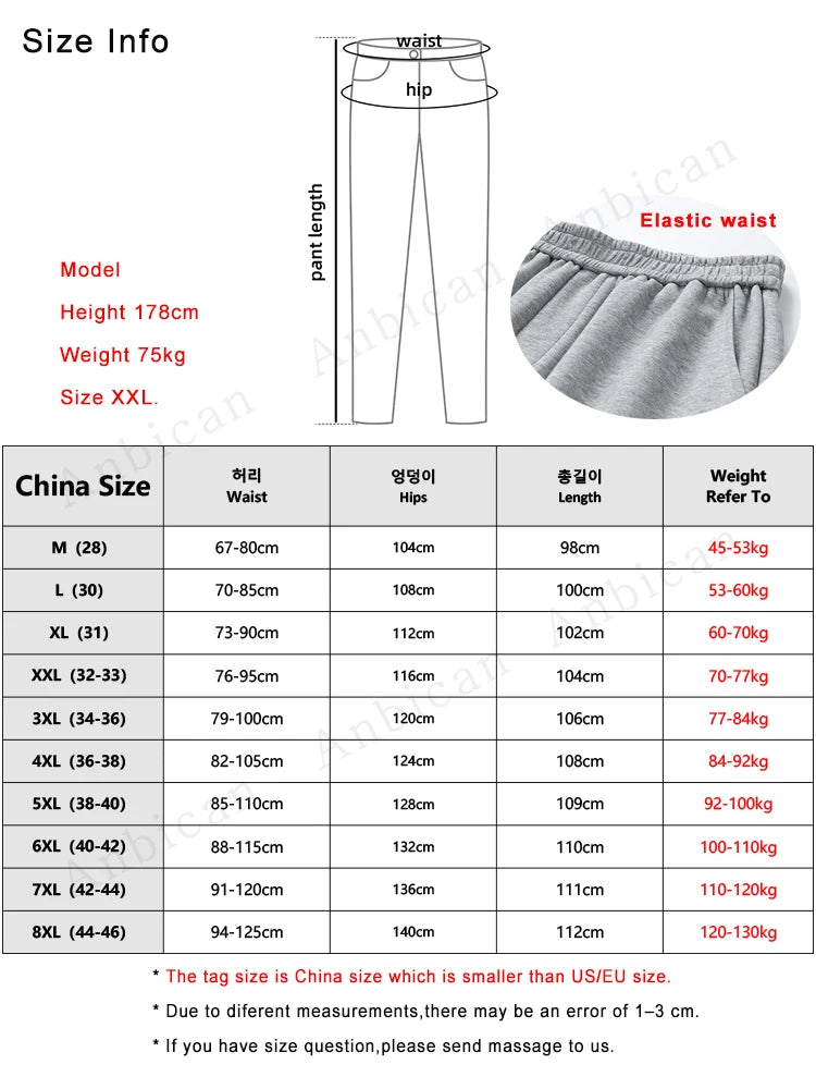 Hehope Autumn New Sweatpants Men Multi-Pockets Drawstring Cotton Casual Track Pant Male Loose Straight Trousers Large Size 8XL