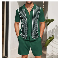 Hehope Summer Male Ice Silk Short-sleeved Two-piece Set Business Casual Men's Suit Men's Clothing High Quality Men's Two-piece Set Gym