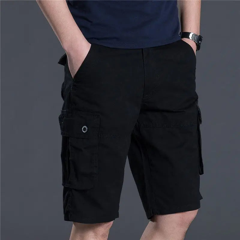 Hehope Summer Men Cotton Loose Cargo Shorts Streetwear Fashion Male Clothes Claret 4 Pockets Straight 5 Points Thin Casual Short Pants