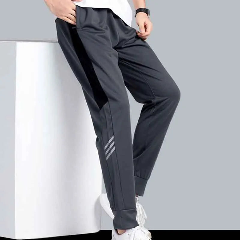 Hehope Spring Summer Men Joggers Stripes Sweatpants New Casual Elastic Waist Pockets Sports Clothing Fashion Slim Bound Feet Trousers