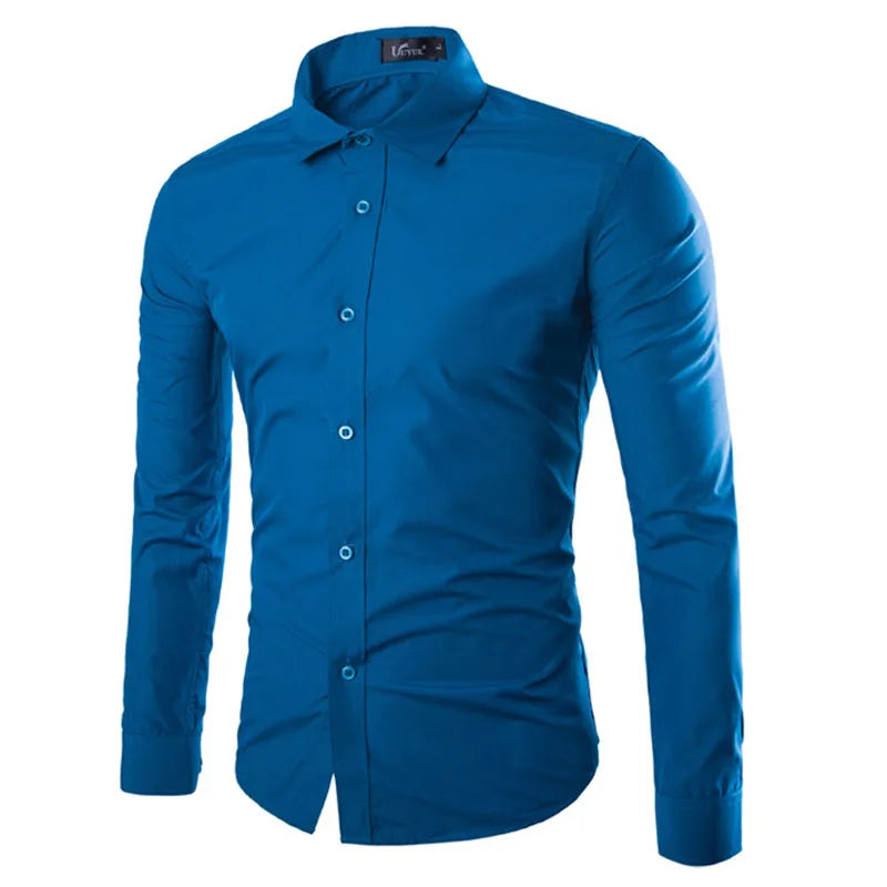 Hehope 14 Colors Solid Color Men's Fashionable Candy Color Shirt Men's Casual Long Sleeve Shirt for Men