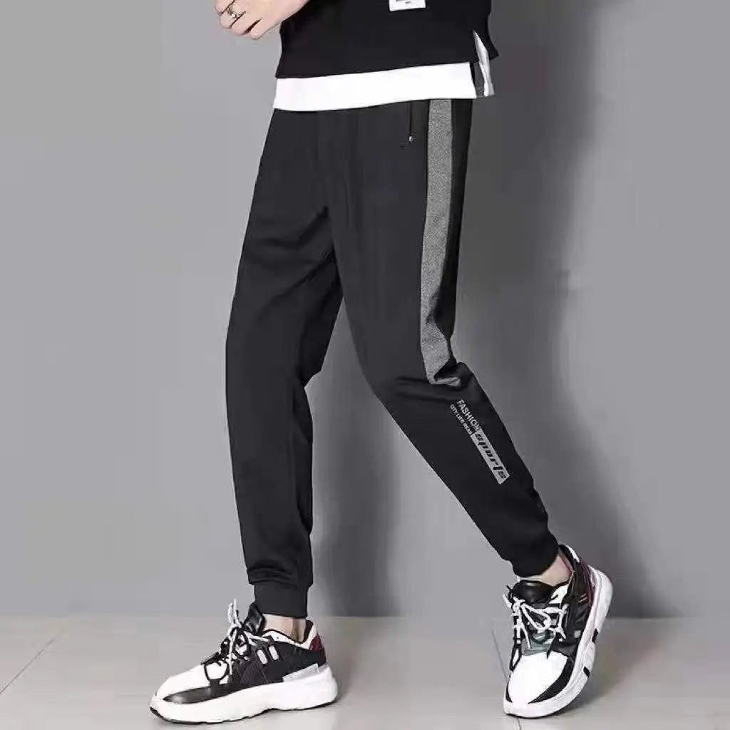 Hehope Spring Summer Men Joggers Stripes Sweatpants New Casual Elastic Waist Pockets Sports Clothing Fashion Slim Bound Feet Trousers