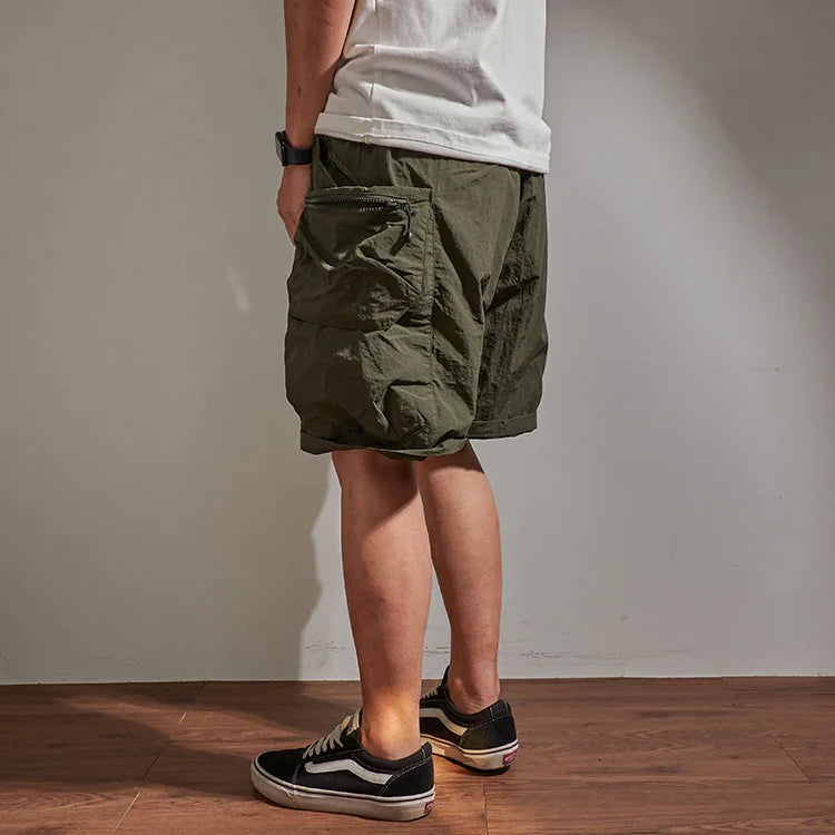 Hehope Summer Loose-fitting Cargo Shorts Men's Fashion Brand INS Casual Pants Multi-pocket Quick-dry Outline Outdoor Pants