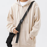 Hehope Japan Style Hoodies Men's Basic Solid Zip Up Hodded Hip Hop Streetwear Couples Jacket Unisex Sweatshirts Coats