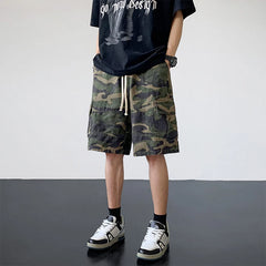 Hehope Camouflage Shorts Men Casual American Vintage Cargo Knee-length Loose Summer Thin Clothing Military Tactical Harajuku Fashion