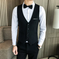 Hehope Mens Suit Vest Single-breasted Solid Color Business Casual Dress Top High Quality Brand Fashion Men's Clothing Formal Vest