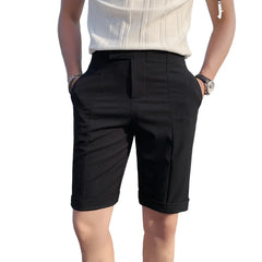 Hehope Mens Suit Shorts Summer New Simple and Versatile Business Fashion Slim Five-point Pants High-quality Mens Clothing Shorts