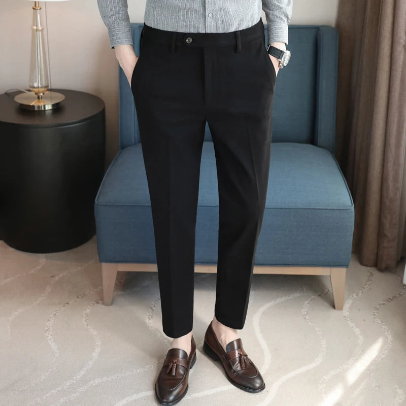 Hehope Autumn Winter Thickened Starry Sky Woolen Suit Pant High Quality Men Business Slim Dress Pants Men  Social Casual Pants