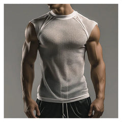 Hehope Casual Mesh White Men's T-shirt Top Men's Sexy See-through Polo Shirt Sports Quick Drying T-shirt Vest  Summer Mesh Men's Vest