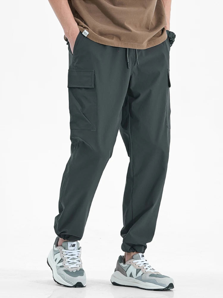 Hehope Summer Quick Dry Cargo Pants Men Multi-Pockets Sportswear Light&Thin Breathable Loose Casual Jogger Sweatpants Straight Trousers