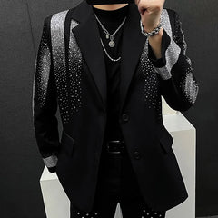 Hehope High Quality Blazer Luxury Diamond Mens Fashion Heavy Industry Hot Diamond Punk Slim Suit Jacket Men Chaquetas Hombre De Vestir