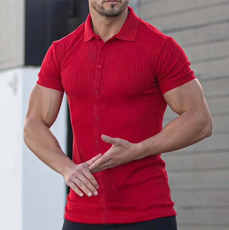 Hehope Mens Polo Shirt Summer New Fashion Casual Elastic Short Sleeve Sports Shirts Top For Men Slim Fit T-shirt Cardigan Clothing