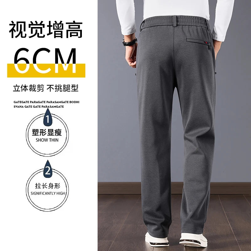 Hehope Spring Autumn Solid Color Fashion Elastic Waist Sweatpants Man High Street Casual Pockets Patchwork Zipper Drawstring Trousers