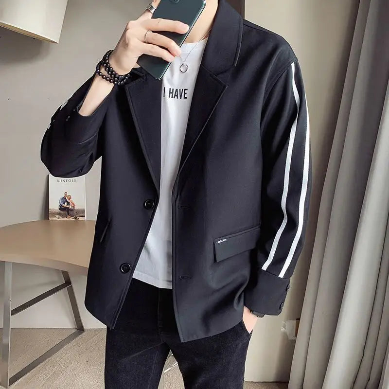 Hehope 2024 Autumn Winter Boyfriend New Spliced Suit Collar Button Pocket Fashion Solid Color Minimalist Casual Long Sleeve Jackets