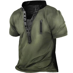 Hehope Men's Outdoor Tactical Hiking T-Shirts Military Army V-neck Shorts Sleeve Hunting Climbing Shirt Male Oversized Sport Clothes