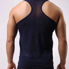 Hehope Korean Style New Fashion Tops Men's Lace Sheer Solid Color Clothes 2023 Summer Personality Sexy Tank Tops