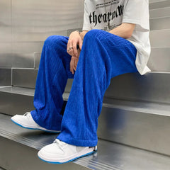 Hehope Summer Ice Silk Pants Men Fashion Oversized Wide Leg Pants Men Japanese Streetwear Hip Hop Loose Pleated Pants Mens Trousers