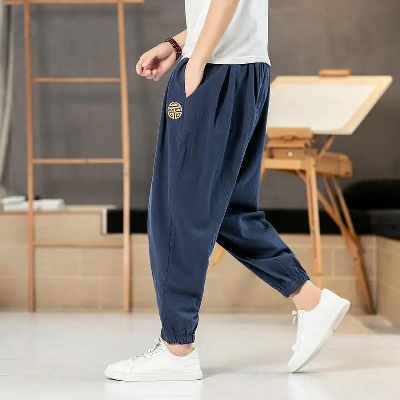 Hehope Simplicity Handsome Loose  Pants Pockets Solid Color Comfortable Man Patchwork Fashion Casual Spring Summer Men's Clothing