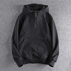 Hehope Heavy cashmere half zipper sweater men's hooded autumn and winter thick warm niche senior coat men