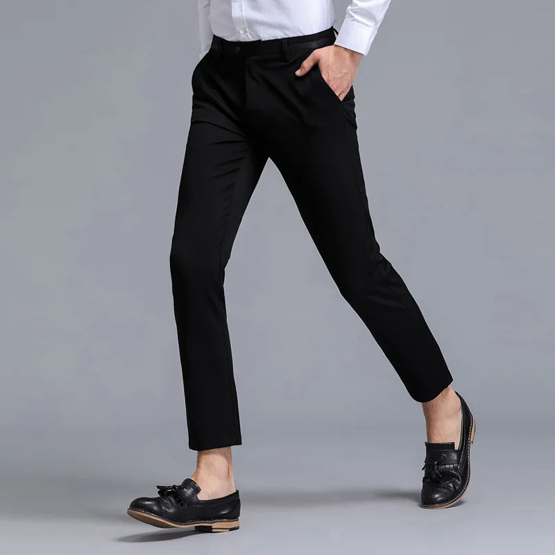 Hehope New Men'S Summer Thin Style Fashion Handsome Leisure Business Slim Fit Versatile Trousers Korean Fashion 9-Point Pants