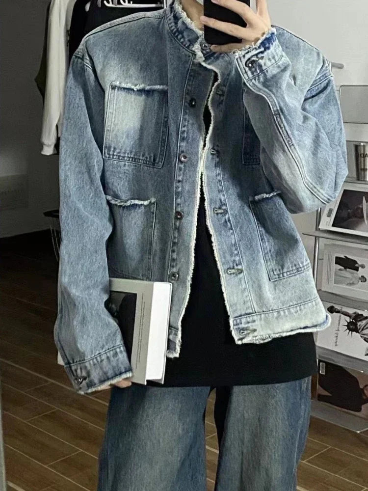 Hehope Fashion Male Jean Coats Casual Slim Blue Autumn Men's Denim Jacket Short Wide Sleeves Rock Winter In Lowest Price Lxury