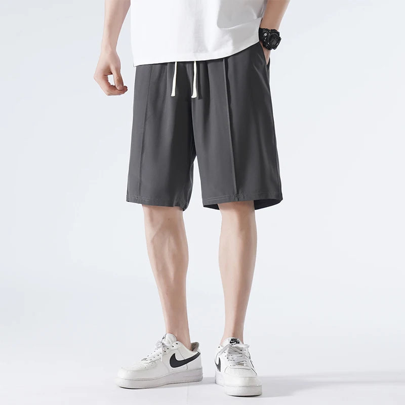 Hehope New Men'S Loose Casual Summer Stretch Ice Silk 5-Point Pants Thin Fashionable Trend Comfortable And Versatile Sports Shorts