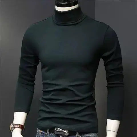 Hehope Korean Thin Half High Collar Base Shirt Men's Solid Casual Versatile Fashion Temperament Simple Patchwork Daily Long Sleeved Top