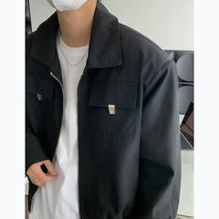 Hehope Korean Fashion High-end Jackets for Men American Niche Short Baseball Jacket Shoulder Pads Oversized Workwear Bomber Jacket Men