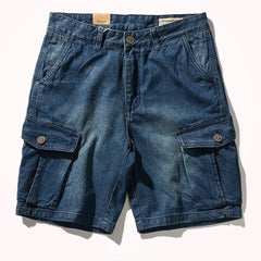 Hehope Summer Retro Casual Pants for Old Tooling Denim Shorts Men's Loose Versatile Five-point Pants