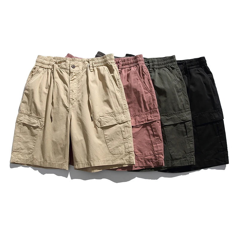 Hehope Summer New Men Cargo Shorts Cotton Loose Solid Casual Straight Fashion Outdoor Sports Gym Jogger Short Cargo Pants For Men