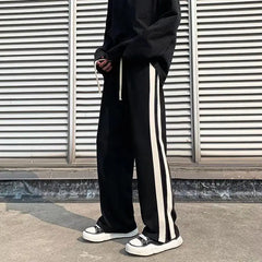 Hehope New Spring and Summer Fashion Hong Kong Style Split Wide Leg Casual Loose Fashion Brand Sports Straight Sleeve Men's Pants