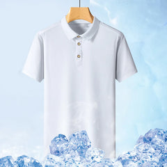 Hehope New Male Versatile Summer Thin Breathable Polo Neck Short Sleeve Top Men'S Solid Color Traceless Quick Dried Ice Silk T-Shirt