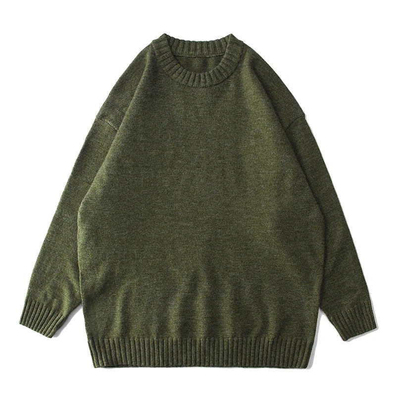 Hehope Autumn Winter Streetwear Preppy Green Knit Sweater For Men Women Kpop Oversize Knitwear Hip Hop Pullovers Korean Popular Clothes