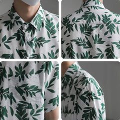 Hehope Summer Short Sleeved Shirt Men Fashion Printed Casual Shirt Men Streetwear Korean Loose Floral Shirts Mens Hawaiian Shirt M-XL