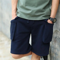 Hehope Cargo Shorts Men Loose Cotton Large Pocket Work Tactical Joggers Short Pants Casual Japanese Streetwear Shorts