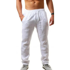 Hehope Men's Cotton Linen Pants Male Autumn New Breathable Solid Color Linen Trousers Fitness Streetwear S-3XL