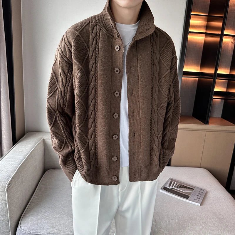 Hehope Winter Sweater Cardigan Men Warm Fashion Retro Knit Sweater Jacket Men Korean Loose Cardigan Sweater Mens Jumper Clothes M-3XL