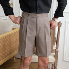 Hehope Casual Club Gray Short Pant Men Suit Short Mens Short Men Pantalones Homme Summer Thin High Waist Shorts British