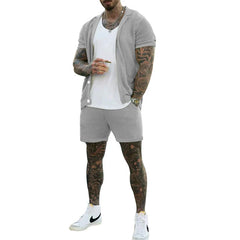 Hehope Sexy See Through Hollow Out Mesh Knit Two Piece Suits Men Summer Fashion Short Sleeve Shirts And Shorts Sets Mens Outfits Beach