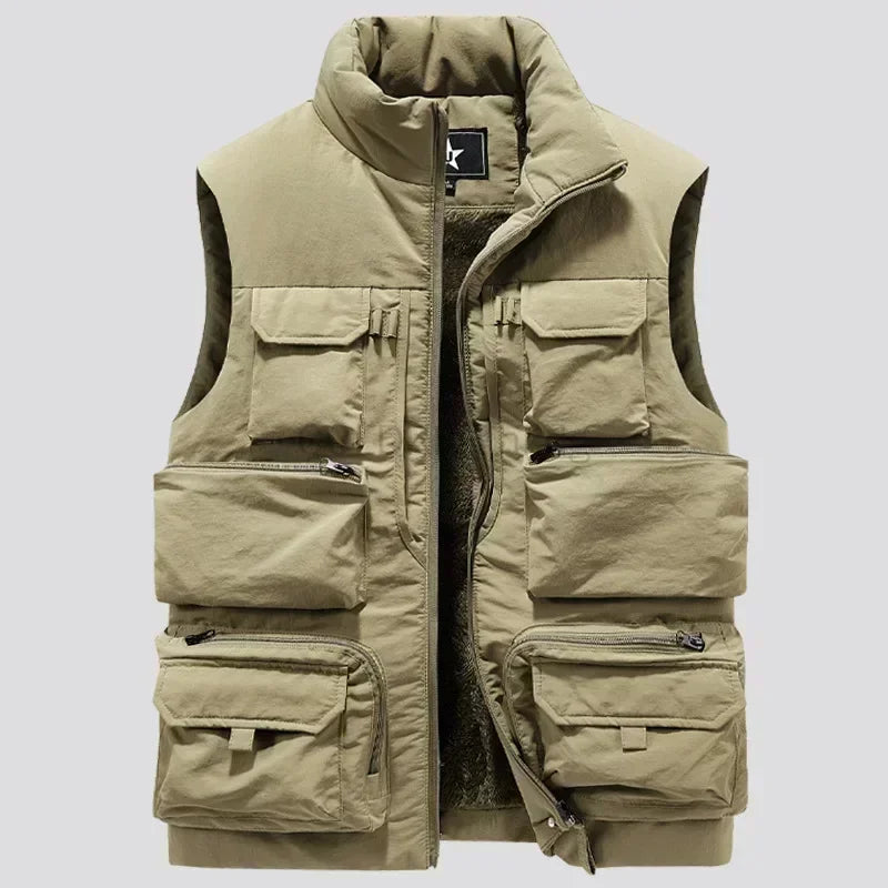 Hehope Men's Vest Coat Winter Sleeveless Jacket Waistcoat Thick Warm Fleece Workwear Tops Cargo Vest Windbreaker Fashion Big Size 6XL