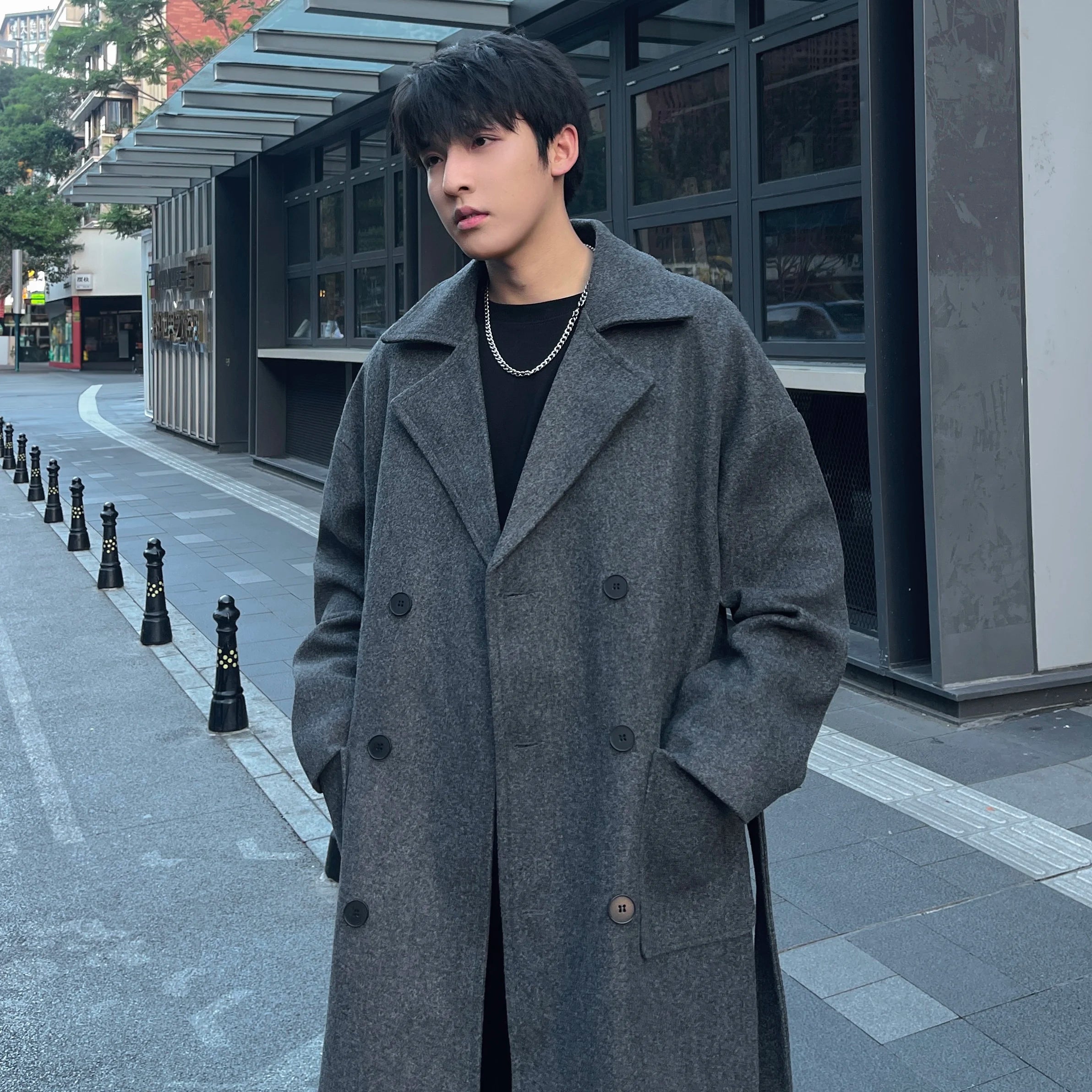 Hehope Long Coats for Men Woolen Jackets Winter Thicken Coat Trench Coats Korean Vintage Loose Heavy Jackets Men Leisure Overcoat