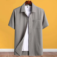 Hehope Office Short Sleeve Turn-down Collar Solid Shirts Simplicity Pockets Handsome Spring Summer Thin Fashion Casual Men's Clothing